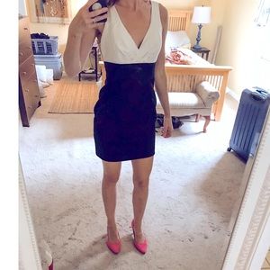Black and white color block Express mini-dress